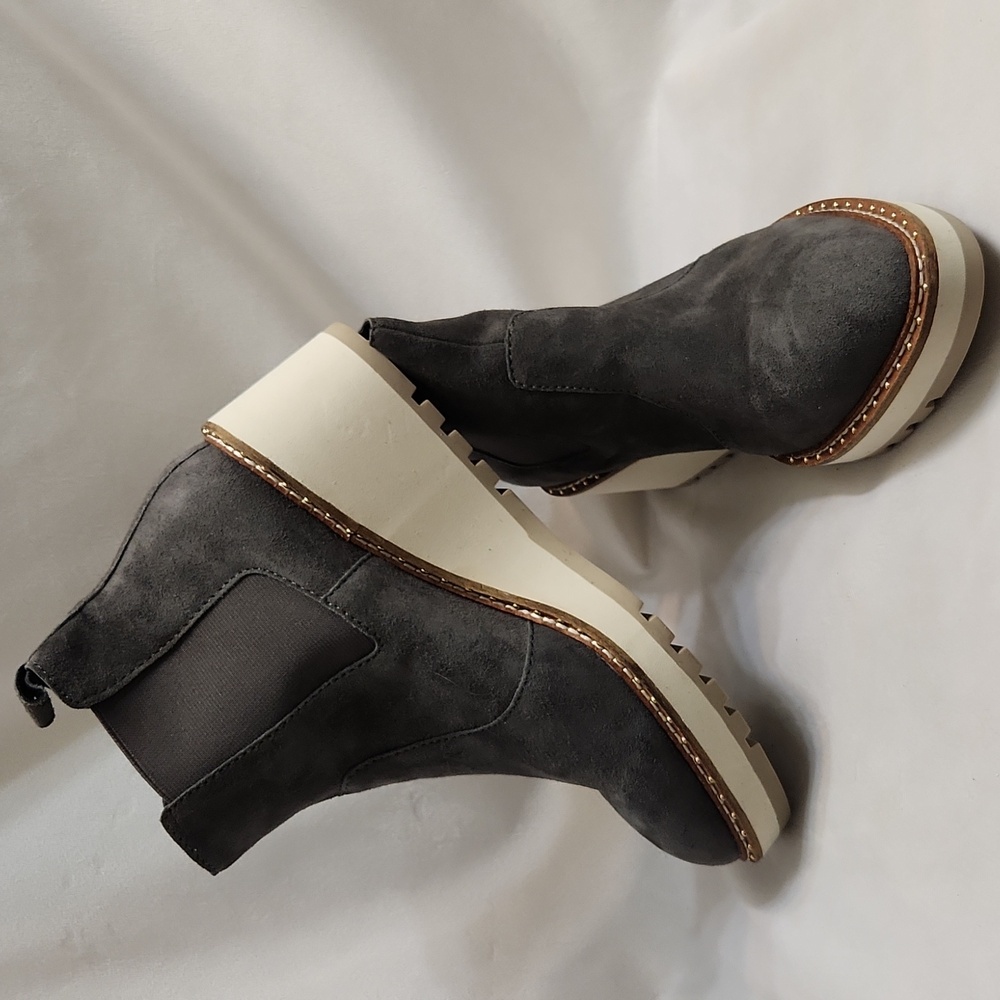 Cecelia New York Gemma Slip-on Suede Low Wedge Ankle Boots (W Size 8.5)